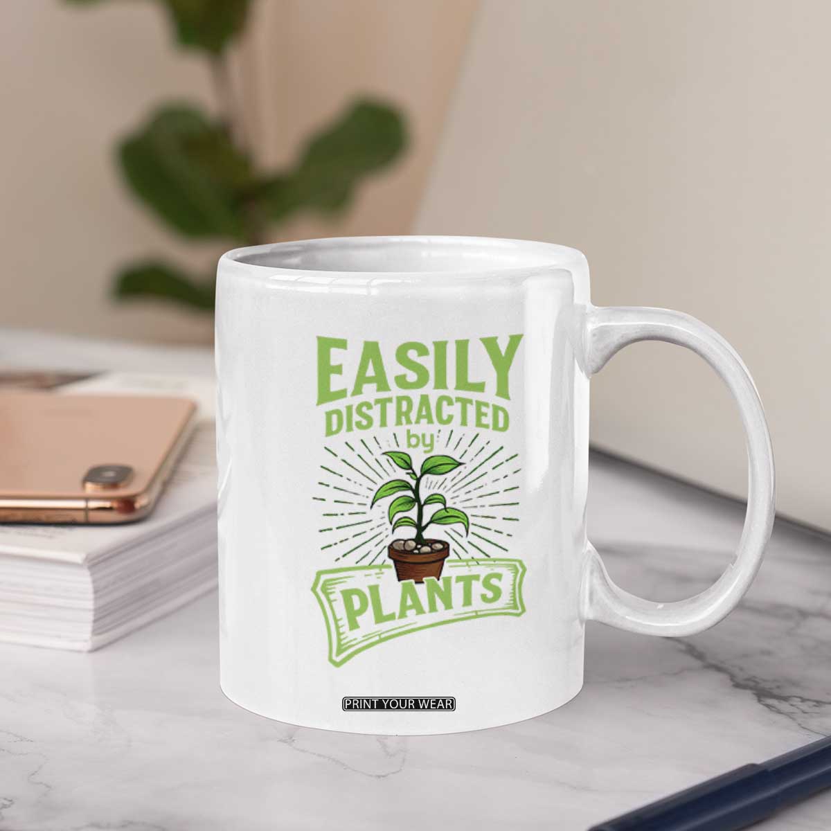 Easily Distracted By Plants Coffee Mug Funny Gardening Lover Gift TS12 Print Your Wear