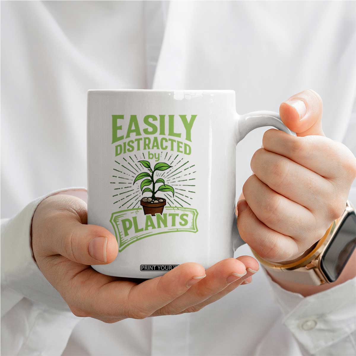 Easily Distracted By Plants Coffee Mug Funny Gardening Lover Gift TS12 Print Your Wear