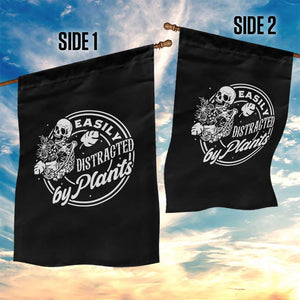 Easily Distracted By Plants Skeleton Garden Flag Funny Gardener Plant Lover - Print Your Wear