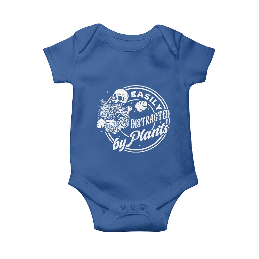 Easily Distracted By Plants Skeleton Baby Onesie Funny Gardener Plant Lover TS12 Royal Blue Print Your Wear