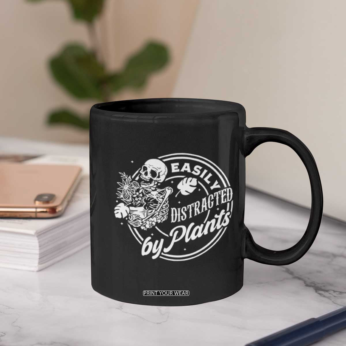 Easily Distracted By Plants Skeleton Coffee Mug Funny Gardener Plant Lover TS12 Print Your Wear