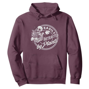 Easily Distracted By Plants Skeleton Hoodie Funny Gardener Plant Lover TS12 Maroon Print Your Wear