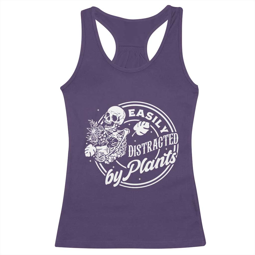 Easily Distracted By Plants Skeleton Racerback Tank Top Funny Gardener Plant Lover TS12 Purple Print Your Wear