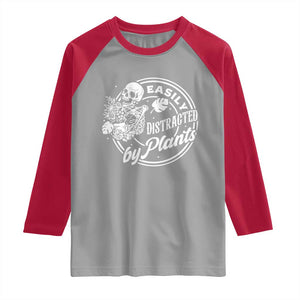 Easily Distracted By Plants Skeleton Raglan Shirt Funny Gardener Plant Lover TS12 Sport Gray Red Print Your Wear
