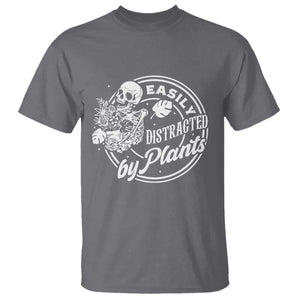 Easily Distracted By Plants Skeleton T Shirt Funny Gardener Plant Lover TS12 Charcoal Print Your Wear