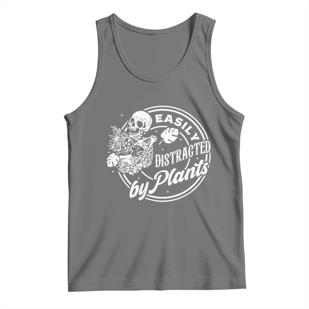 Easily Distracted By Plants Skeleton Tank Top Funny Gardener Plant Lover TS12 Black Heather Print Your Wear