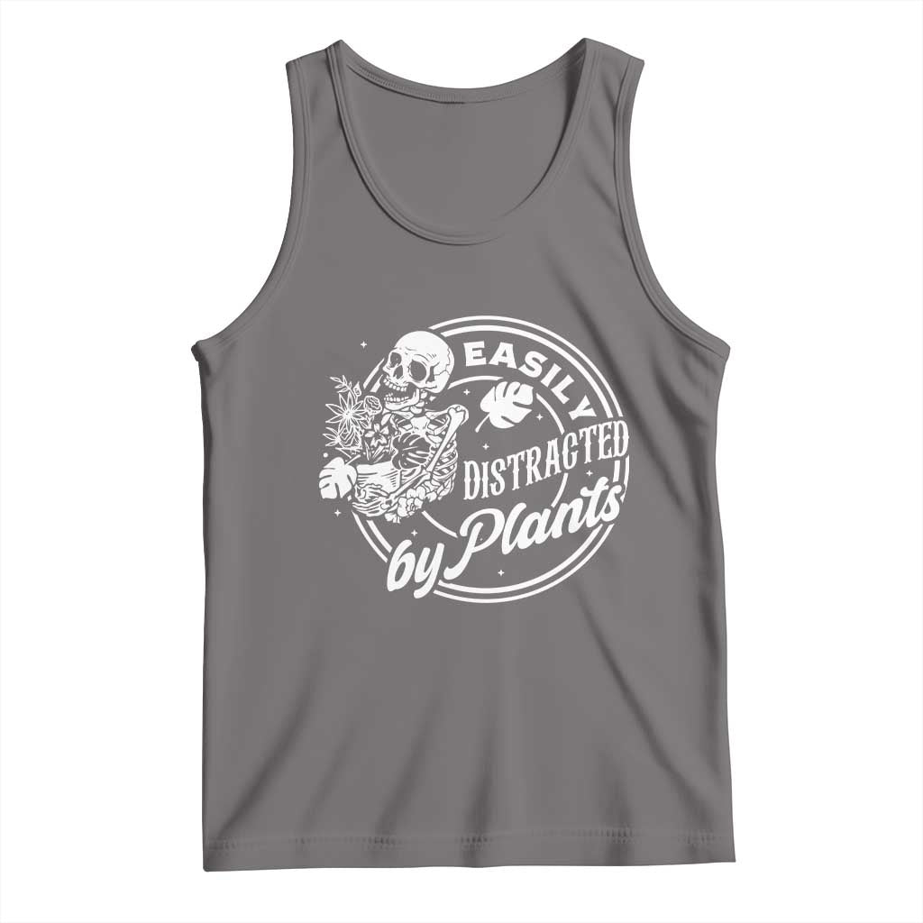 Easily Distracted By Plants Skeleton Tank Top Funny Gardener Plant Lover TS12 Deep Heather Print Your Wear