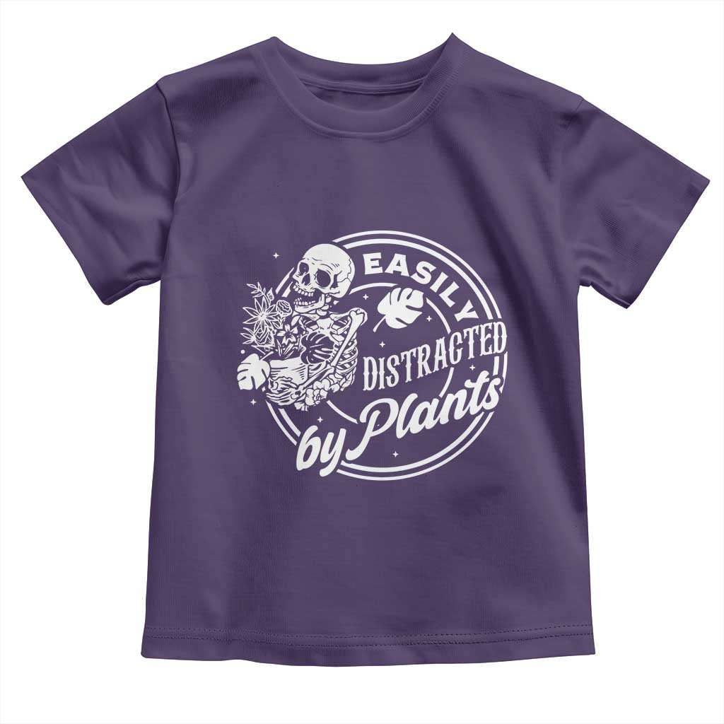 Easily Distracted By Plants Skeleton Toddler T Shirt Funny Gardener Plant Lover TS12 Purple Print Your Wear