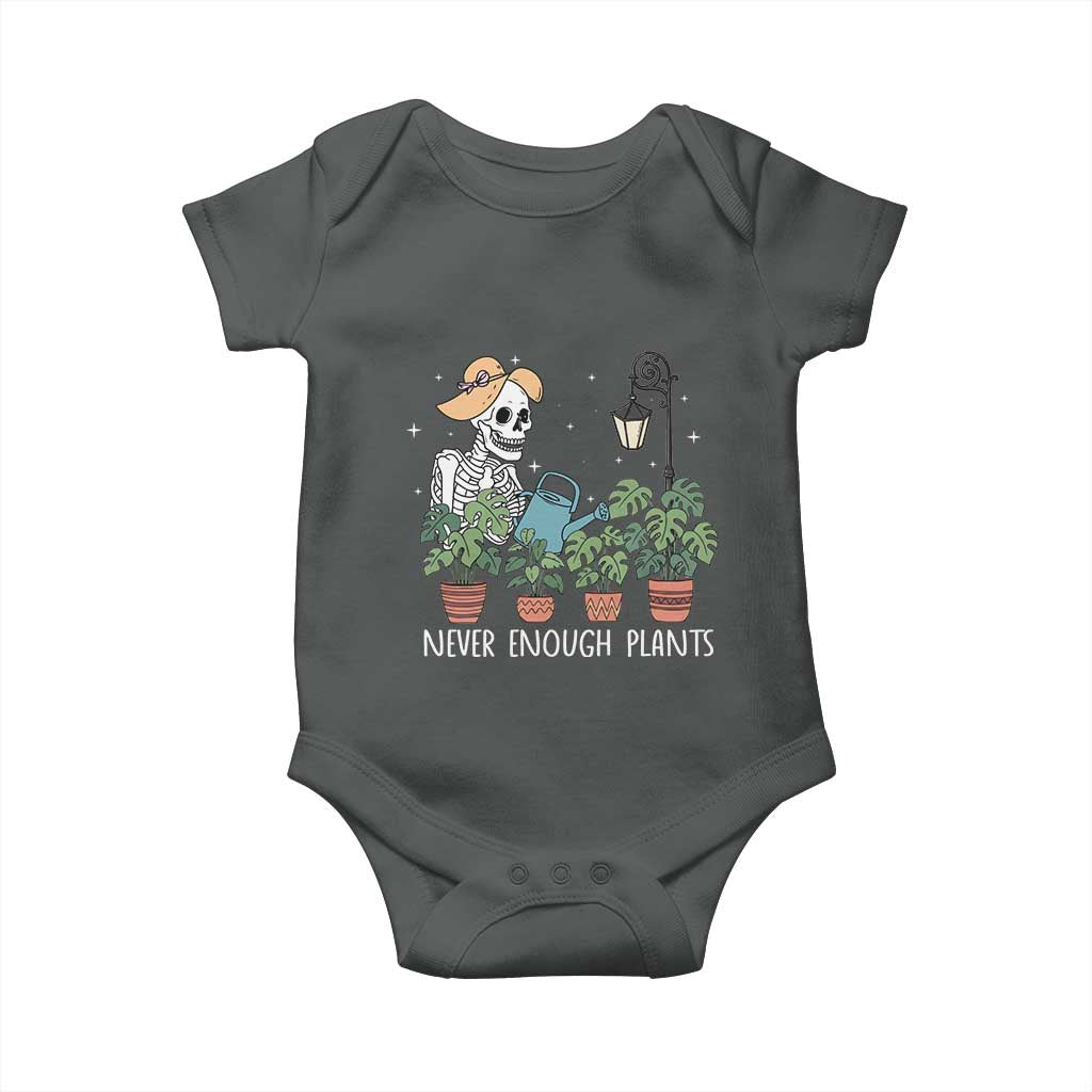 Skeleton Monstera Lover Baby Onesie Never Enough Plants TS12 Dark Heather Print Your Wear