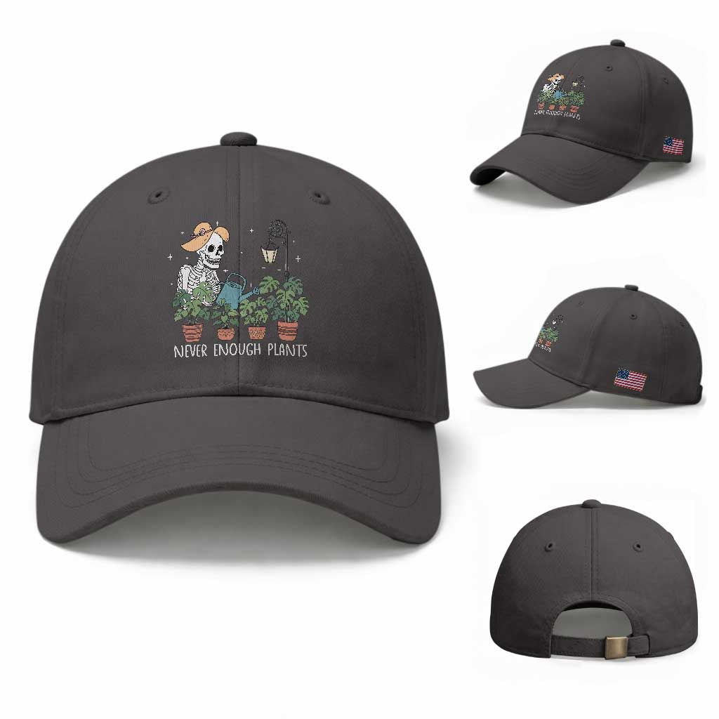 Skeleton Monstera Lover Baseball Cap Never Enough Plants TS12 Baseball Cap Universal Fit Dark Gray Print Your Wear