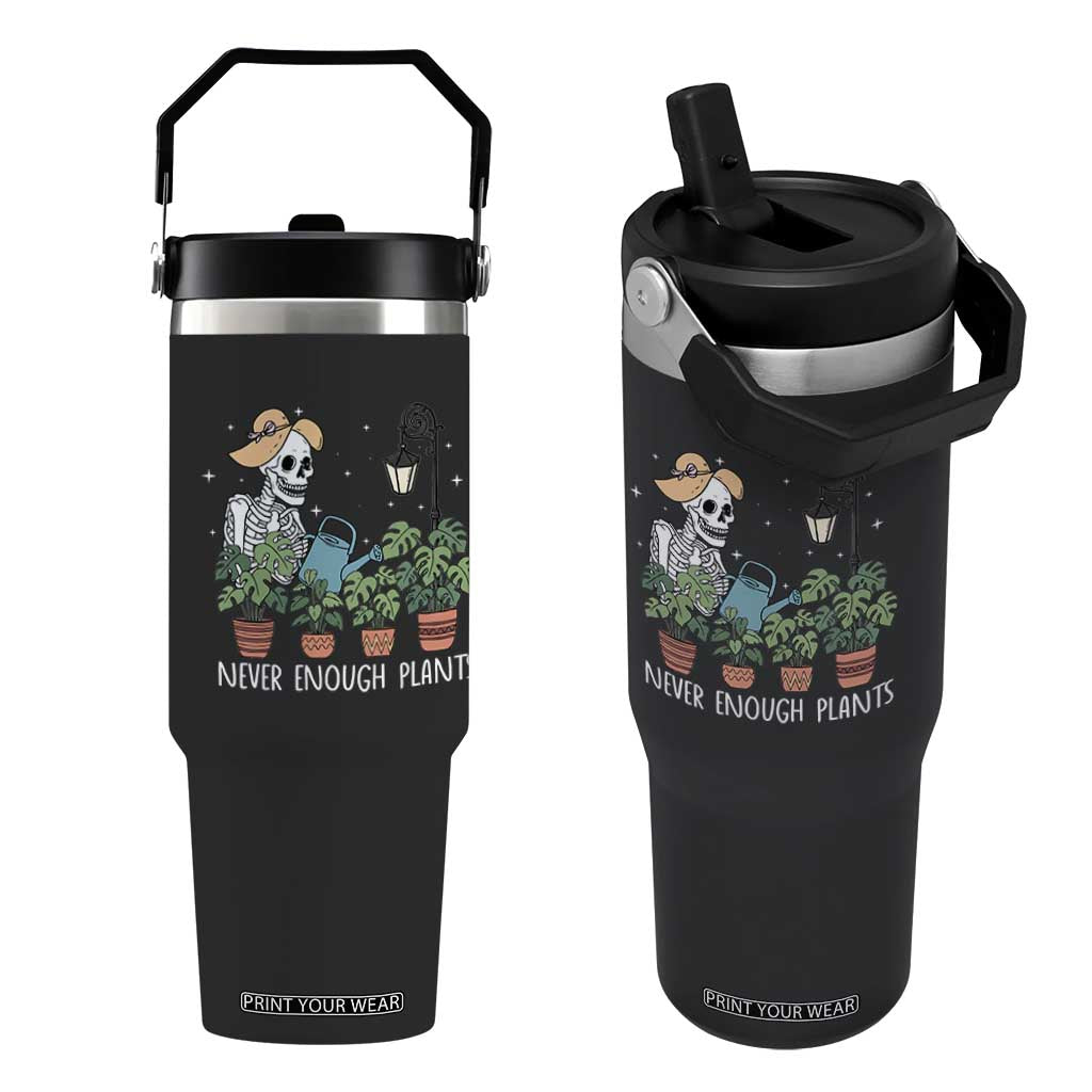 Skeleton Monstera Lover Flip Straw Tumbler Never Enough Plants - Print Your Wear
