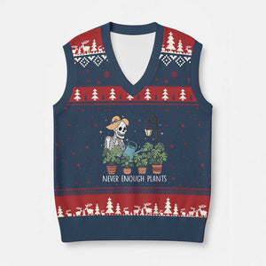 Skeleton Monstera Lover V-Neck Knit Sweater Vest Never Enough Plants TS12 Navy Red Print Your Wear