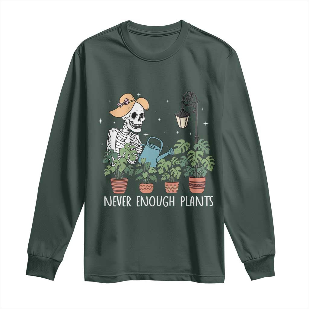 Skeleton Monstera Lover Long Sleeve Shirt Never Enough Plants TS12 Dark Forest Green Print Your Wear