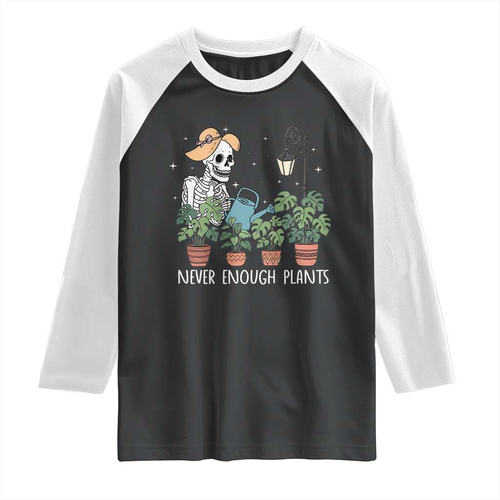 Skeleton Monstera Lover Raglan Shirt Never Enough Plants TS12 Black White Print Your Wear
