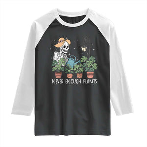 Skeleton Monstera Lover Raglan Shirt Never Enough Plants TS12 Black White Print Your Wear