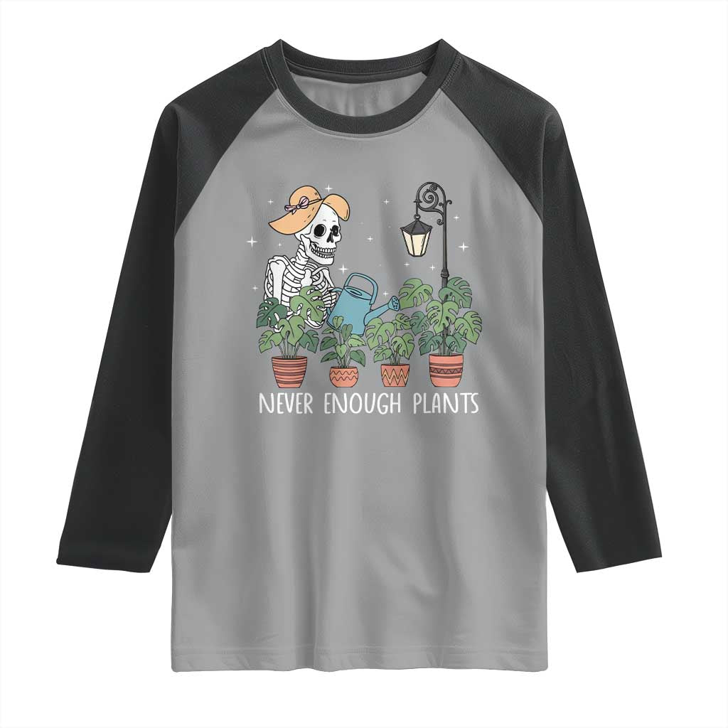 Skeleton Monstera Lover Raglan Shirt Never Enough Plants TS12 Sport Gray Black Print Your Wear