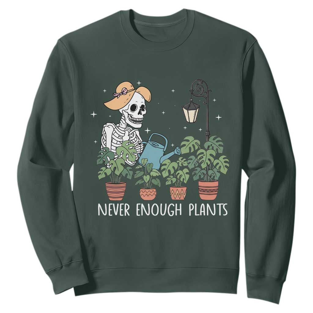 Skeleton Monstera Lover Sweatshirt Never Enough Plants TS12 Dark Forest Green Print Your Wear