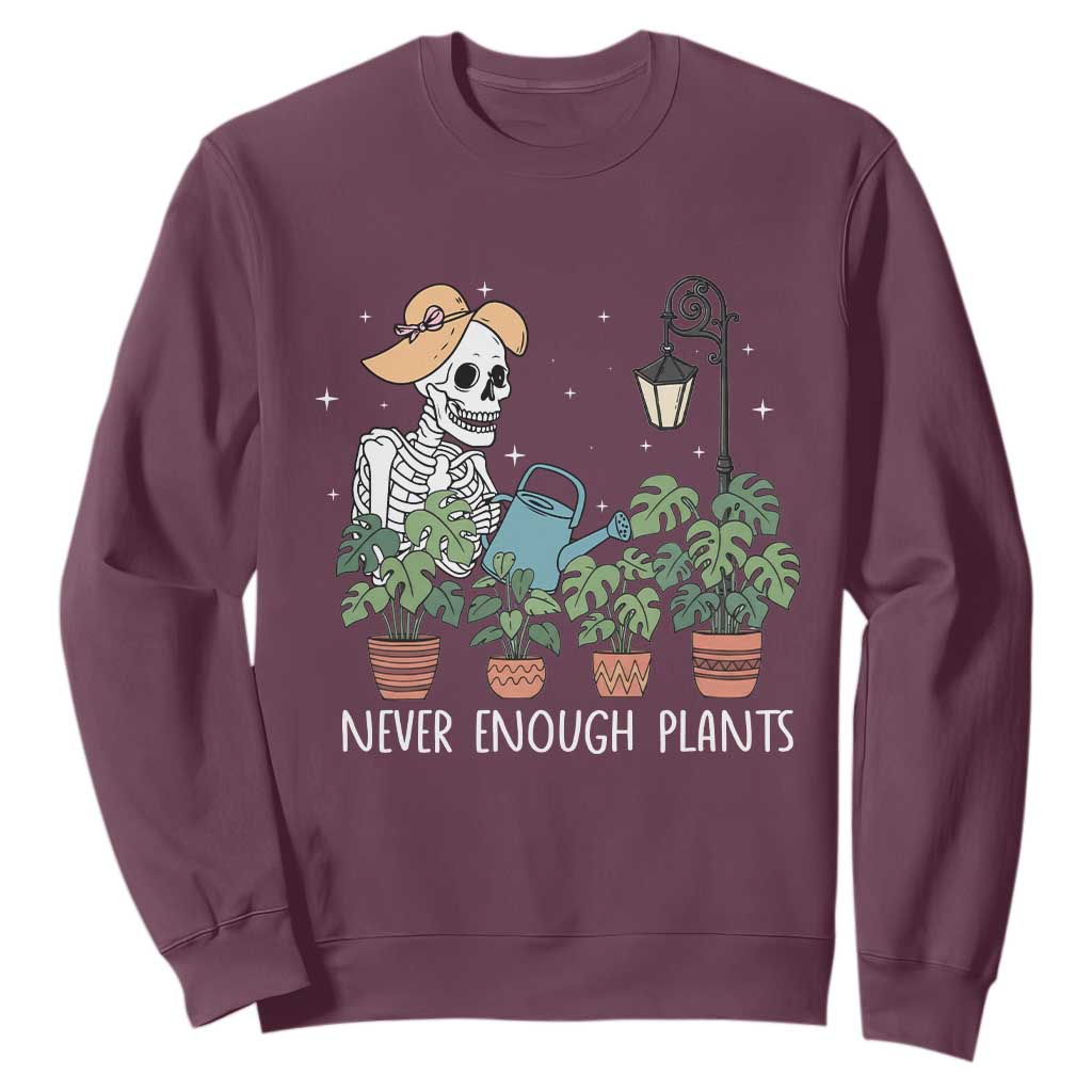 Skeleton Monstera Lover Sweatshirt Never Enough Plants TS12 Maroon Print Your Wear