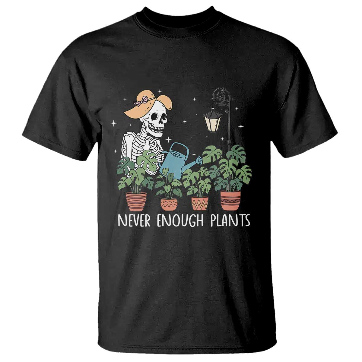 Skeleton Monstera Lover T Shirt Never Enough Plants TS12 Black Print Your Wear