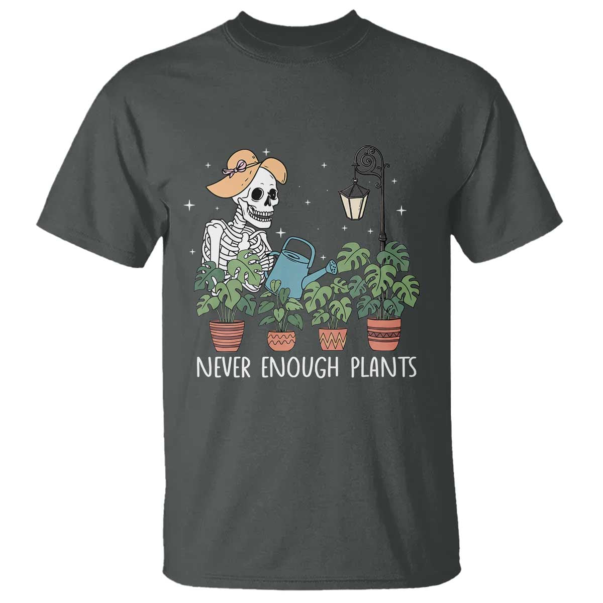 Skeleton Monstera Lover T Shirt Never Enough Plants TS12 Dark Heather Print Your Wear