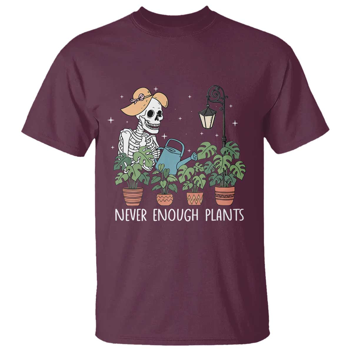 Skeleton Monstera Lover T Shirt Never Enough Plants TS12 Maroon Print Your Wear