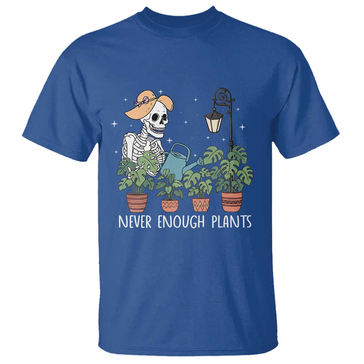 Skeleton Monstera Lover T Shirt Never Enough Plants TS12 Royal Blue Print Your Wear