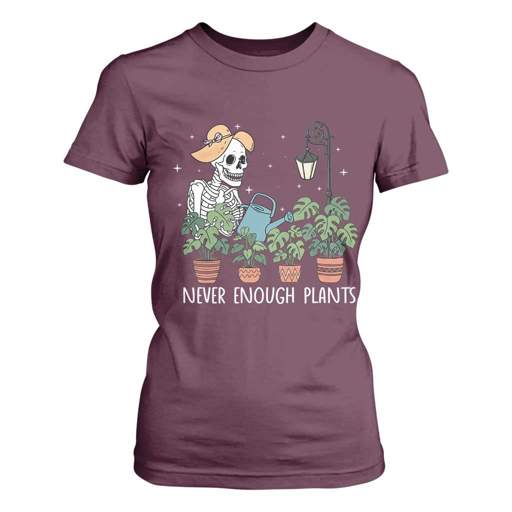 Skeleton Monstera Lover T Shirt For Women Never Enough Plants TS12 Maroon Print Your Wear