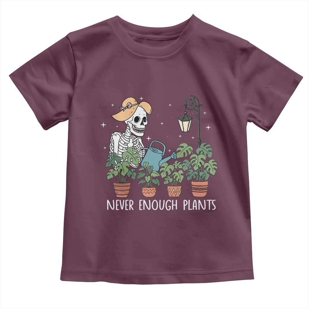 Skeleton Monstera Lover Toddler T Shirt Never Enough Plants TS12 Maroon Print Your Wear
