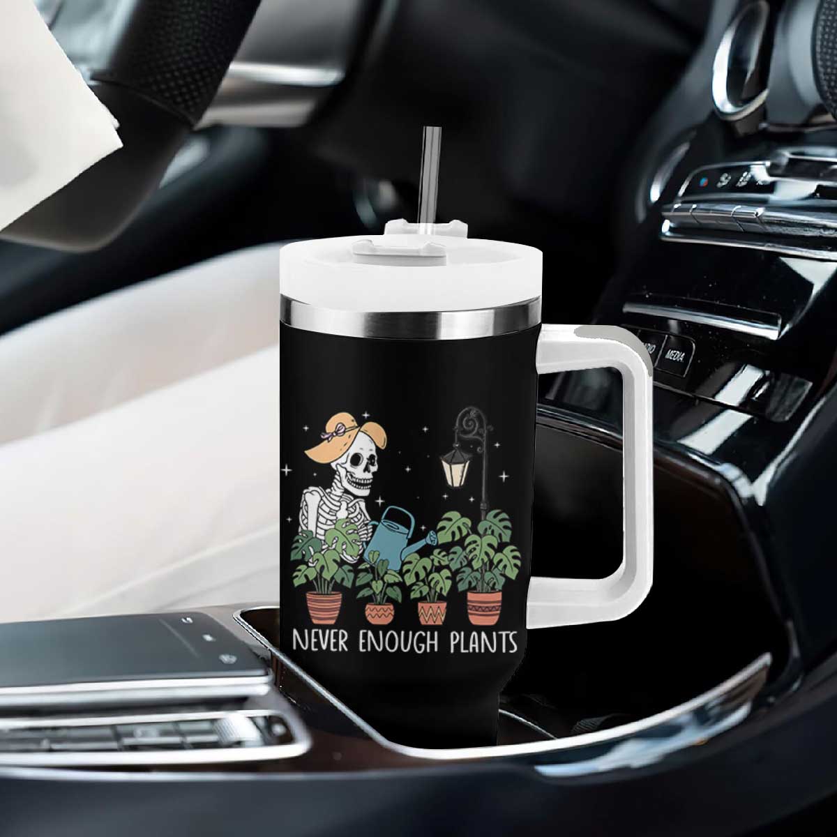 Skeleton Monstera Lover Tumbler With Handle Never Enough Plants TS12 Print Your Wear