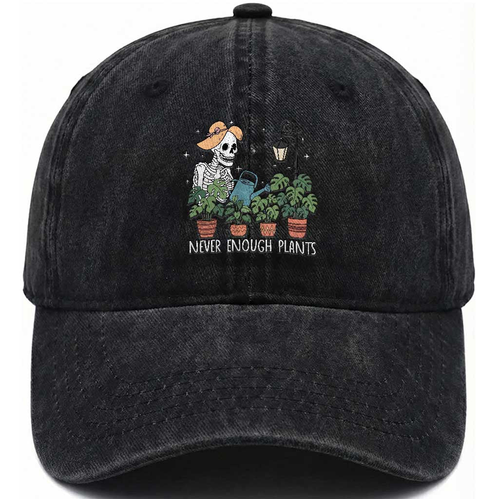 Skeleton Monstera Lover Washed Cotton Baseball Cap Never Enough Plants TS12 Print Your Wear