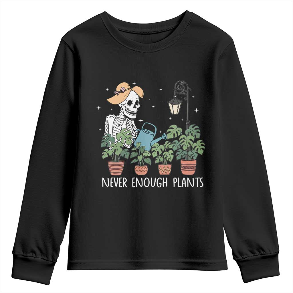Skeleton Monstera Lover Youth Sweatshirt Never Enough Plants TS12 Black Print Your Wear