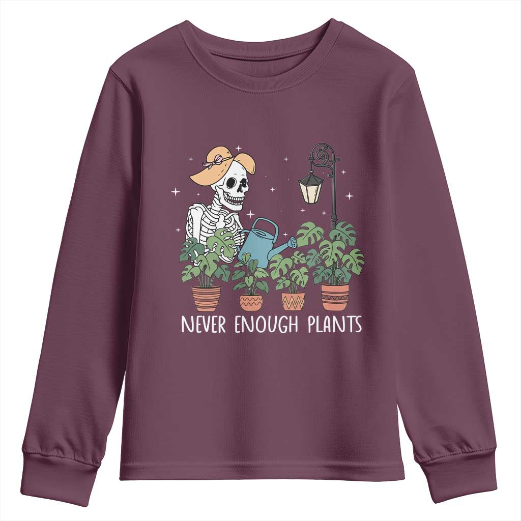 Skeleton Monstera Lover Youth Sweatshirt Never Enough Plants TS12 Maroon Print Your Wear
