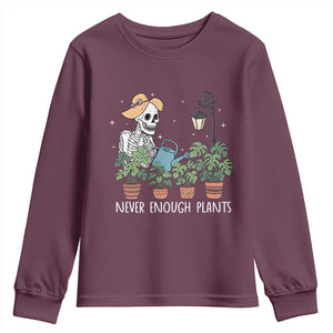 Skeleton Monstera Lover Youth Sweatshirt Never Enough Plants TS12 Maroon Print Your Wear