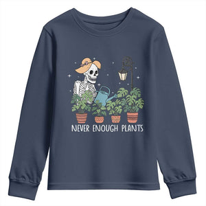 Skeleton Monstera Lover Youth Sweatshirt Never Enough Plants TS12 Navy Print Your Wear