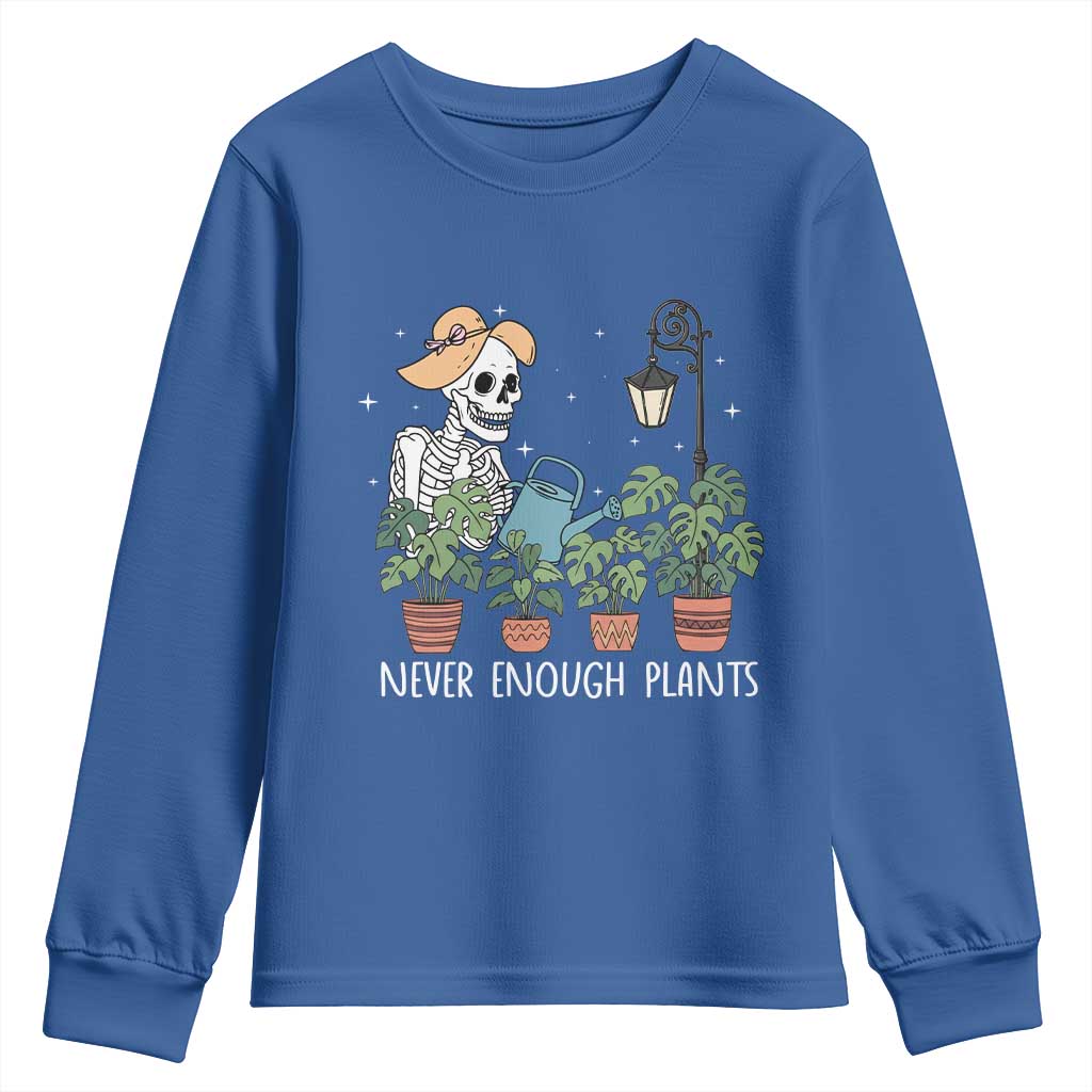 Skeleton Monstera Lover Youth Sweatshirt Never Enough Plants TS12 Royal Blue Print Your Wear