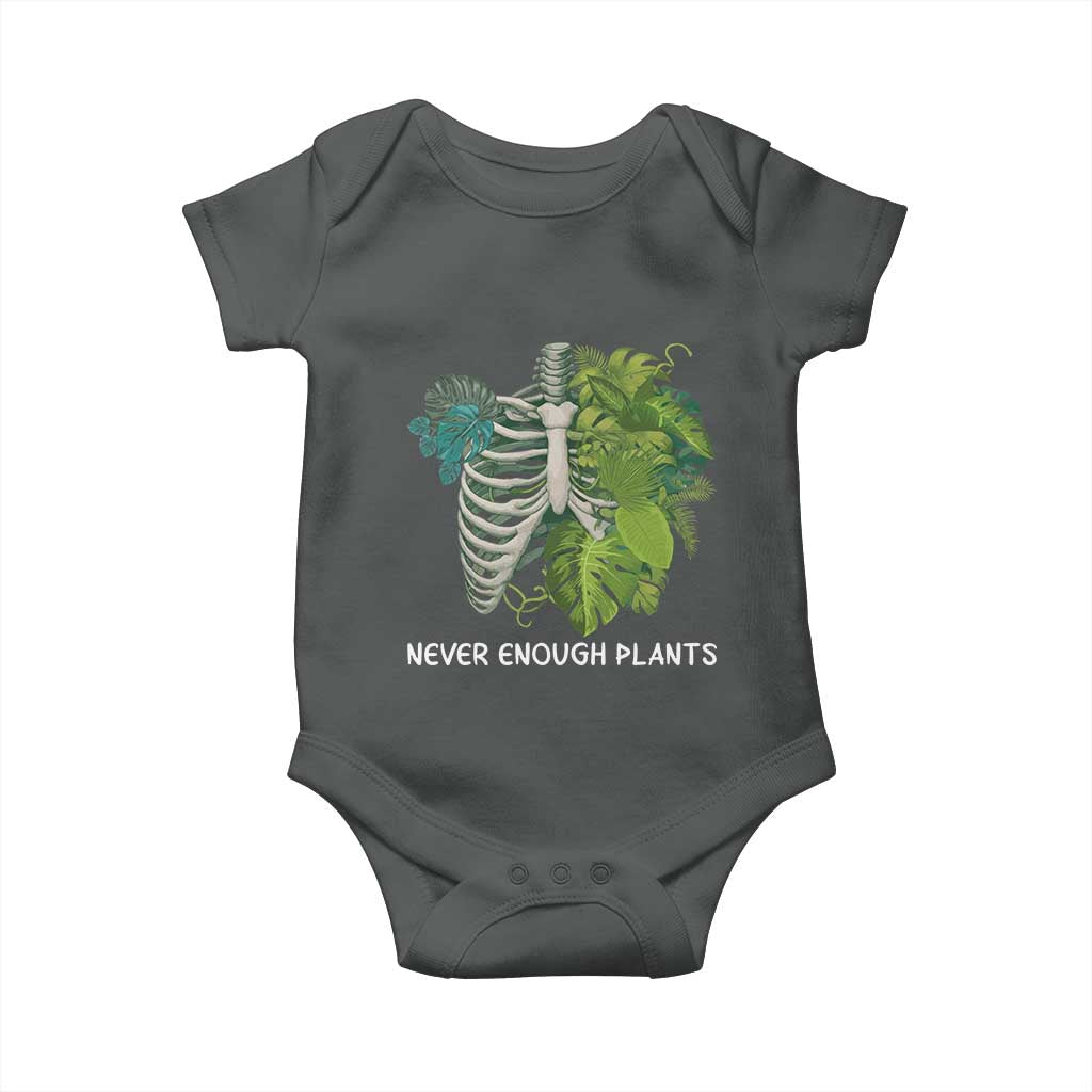 Monstera Plant Body Skeleton Baby Onesie Never Enough Plants TS12 Dark Heather Print Your Wear