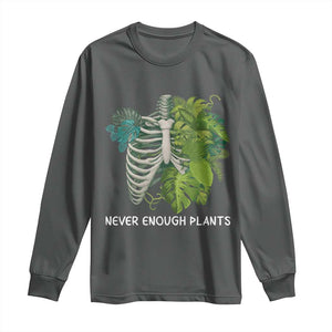 Monstera Plant Body Skeleton Long Sleeve Shirt Never Enough Plants TS12 Dark Heather Print Your Wear