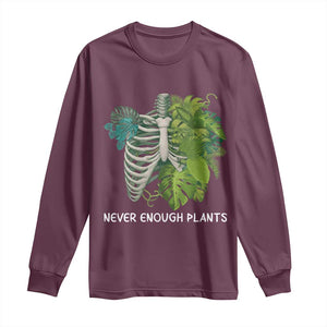 Monstera Plant Body Skeleton Long Sleeve Shirt Never Enough Plants TS12 Maroon Print Your Wear