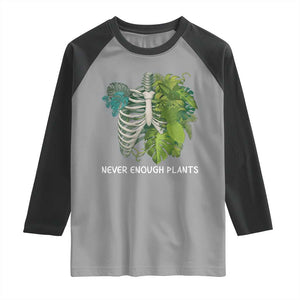 Monstera Plant Body Skeleton Raglan Shirt Never Enough Plants TS12 Sport Gray Black Print Your Wear