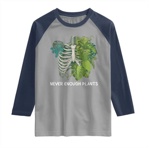 Monstera Plant Body Skeleton Raglan Shirt Never Enough Plants TS12 Sport Gray Navy Print Your Wear