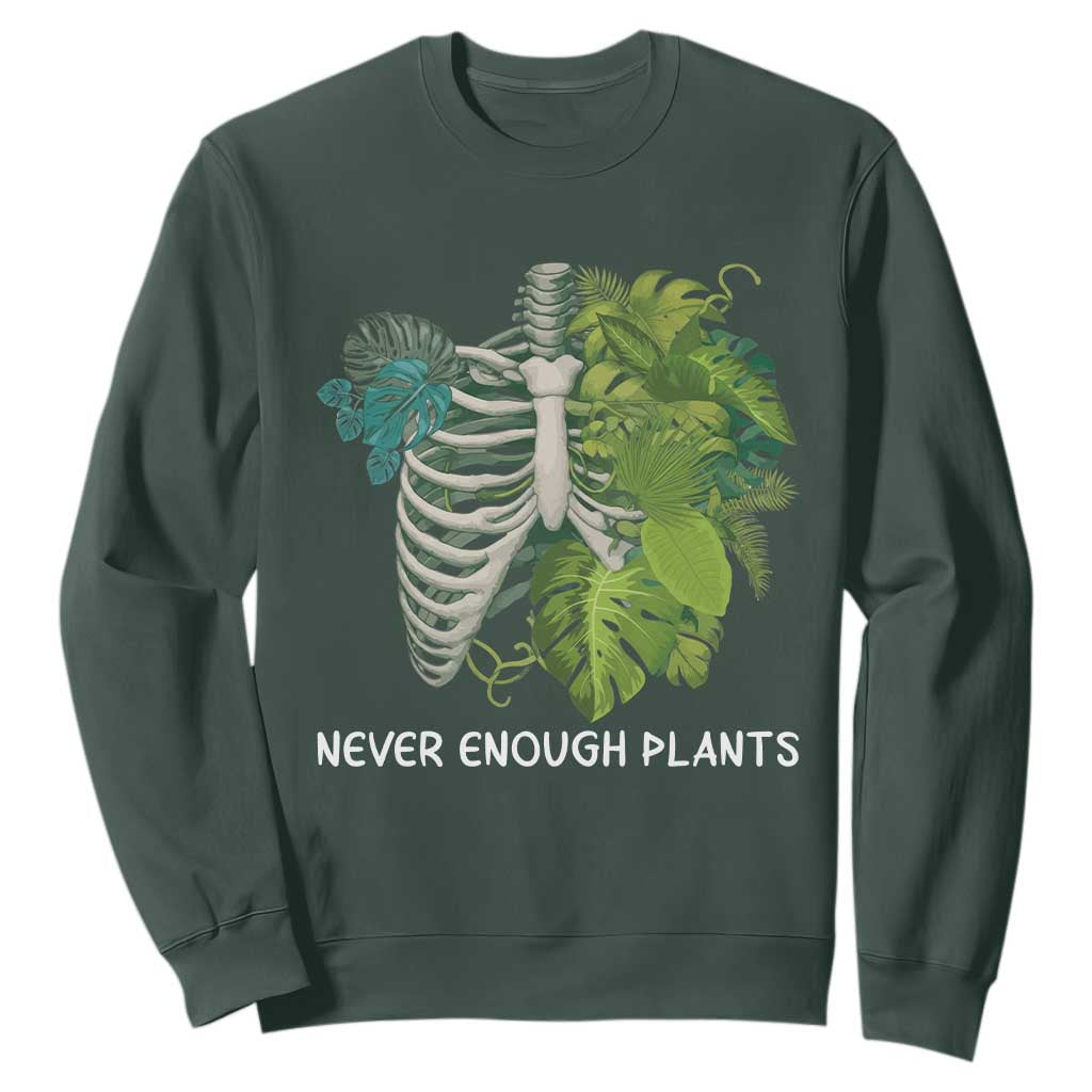 Monstera Plant Body Skeleton Sweatshirt Never Enough Plants TS12 Dark Forest Green Print Your Wear