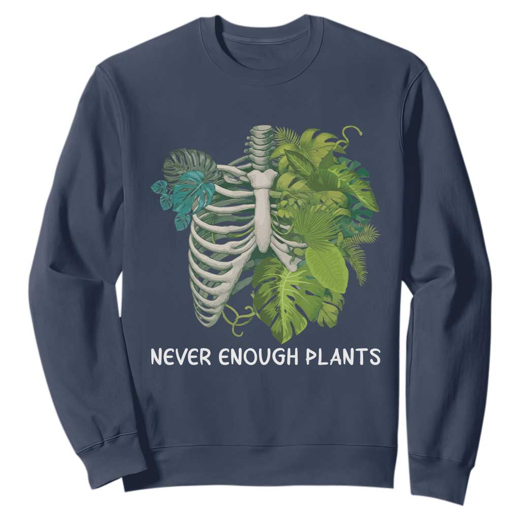 Monstera Plant Body Skeleton Sweatshirt Never Enough Plants TS12 Navy Print Your Wear