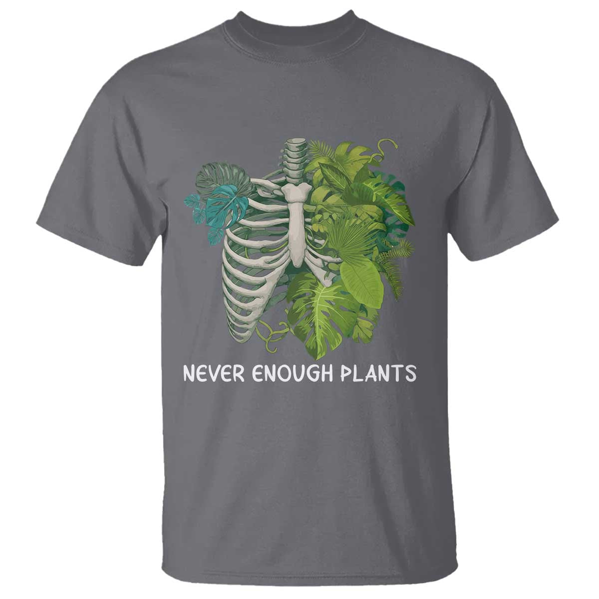 Monstera Plant Body Skeleton T Shirt Never Enough Plants TS12 Charcoal Print Your Wear