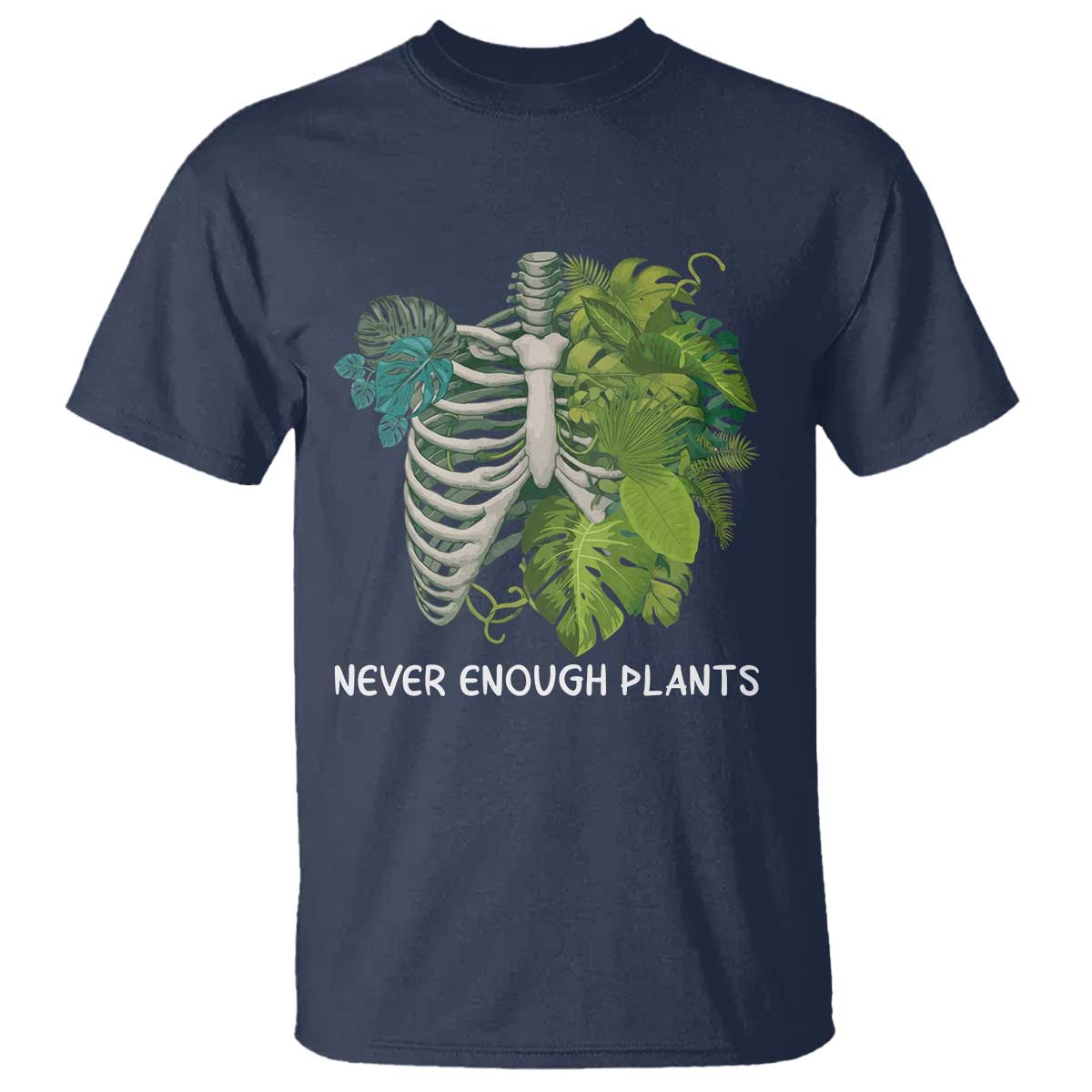 Monstera Plant Body Skeleton T Shirt Never Enough Plants TS12 Navy Print Your Wear