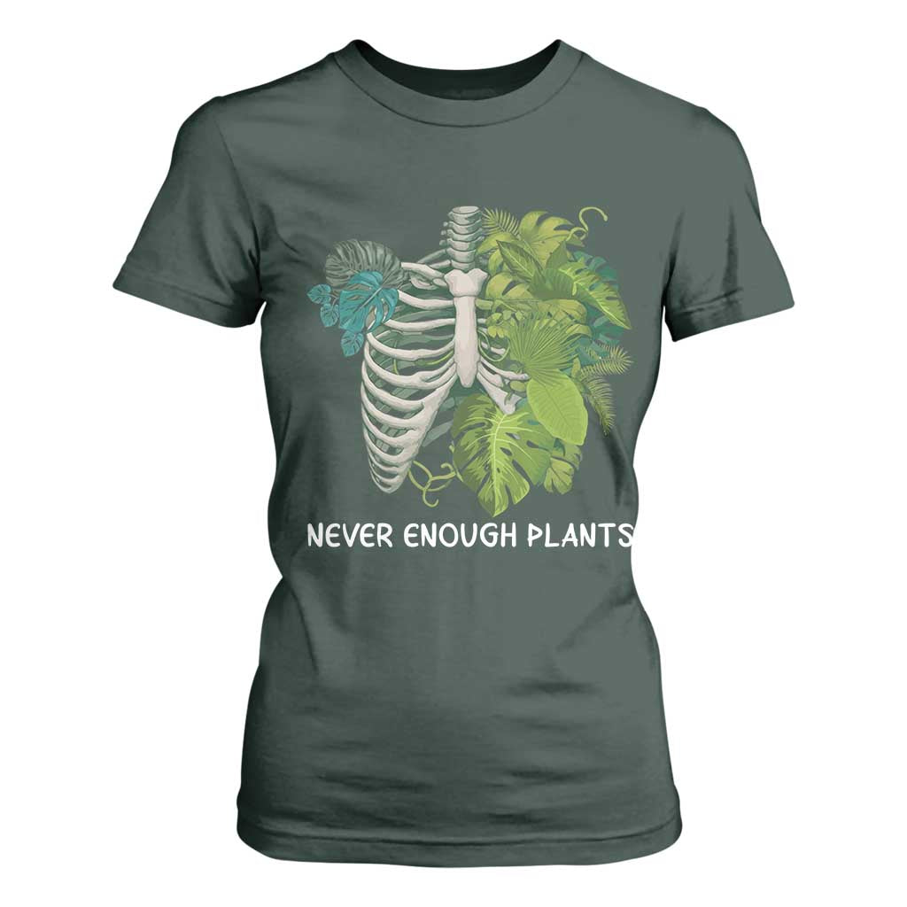 Monstera Plant Body Skeleton T Shirt For Women Never Enough Plants TS12 Dark Forest Green Print Your Wear