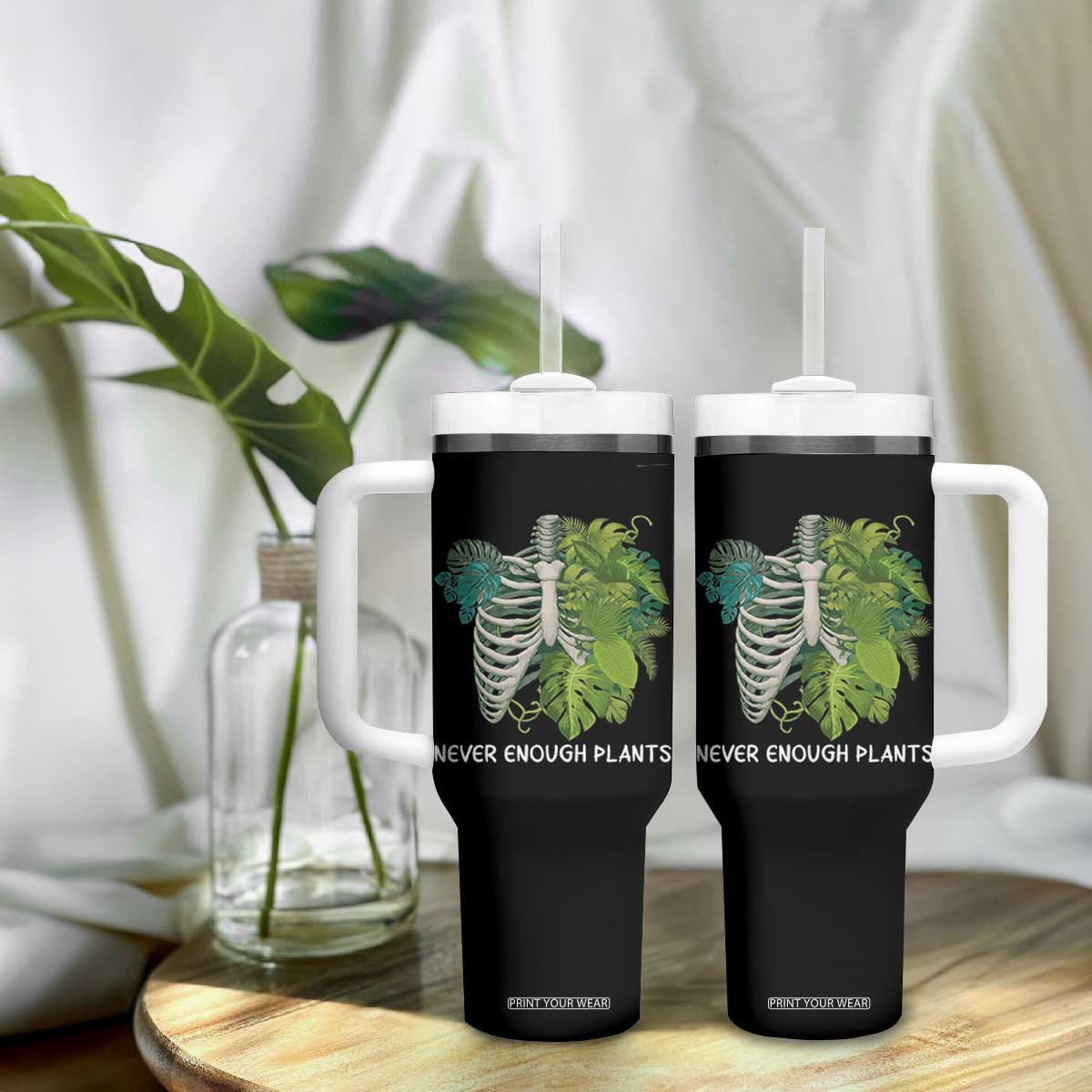 Monstera Plant Body Skeleton Tumbler With Handle Never Enough Plants TS12 Print Your Wear