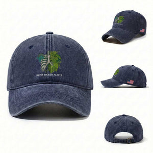 Monstera Plant Body Skeleton Washed Cotton Baseball Cap Never Enough Plants TS12 Washed Cap Universal Fit Navy Print Your Wear
