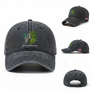Monstera Plant Body Skeleton Washed Cotton Baseball Cap Never Enough Plants TS12 Washed Cap Universal Fit Dark Gray Print Your Wear