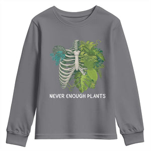 Monstera Plant Body Skeleton Youth Sweatshirt Never Enough Plants TS12 Charcoal Print Your Wear
