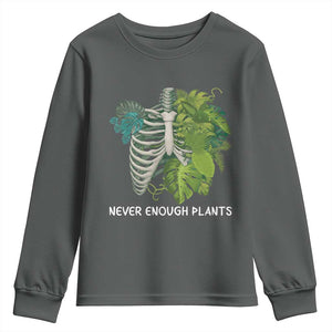 Monstera Plant Body Skeleton Youth Sweatshirt Never Enough Plants TS12 Dark Heather Print Your Wear